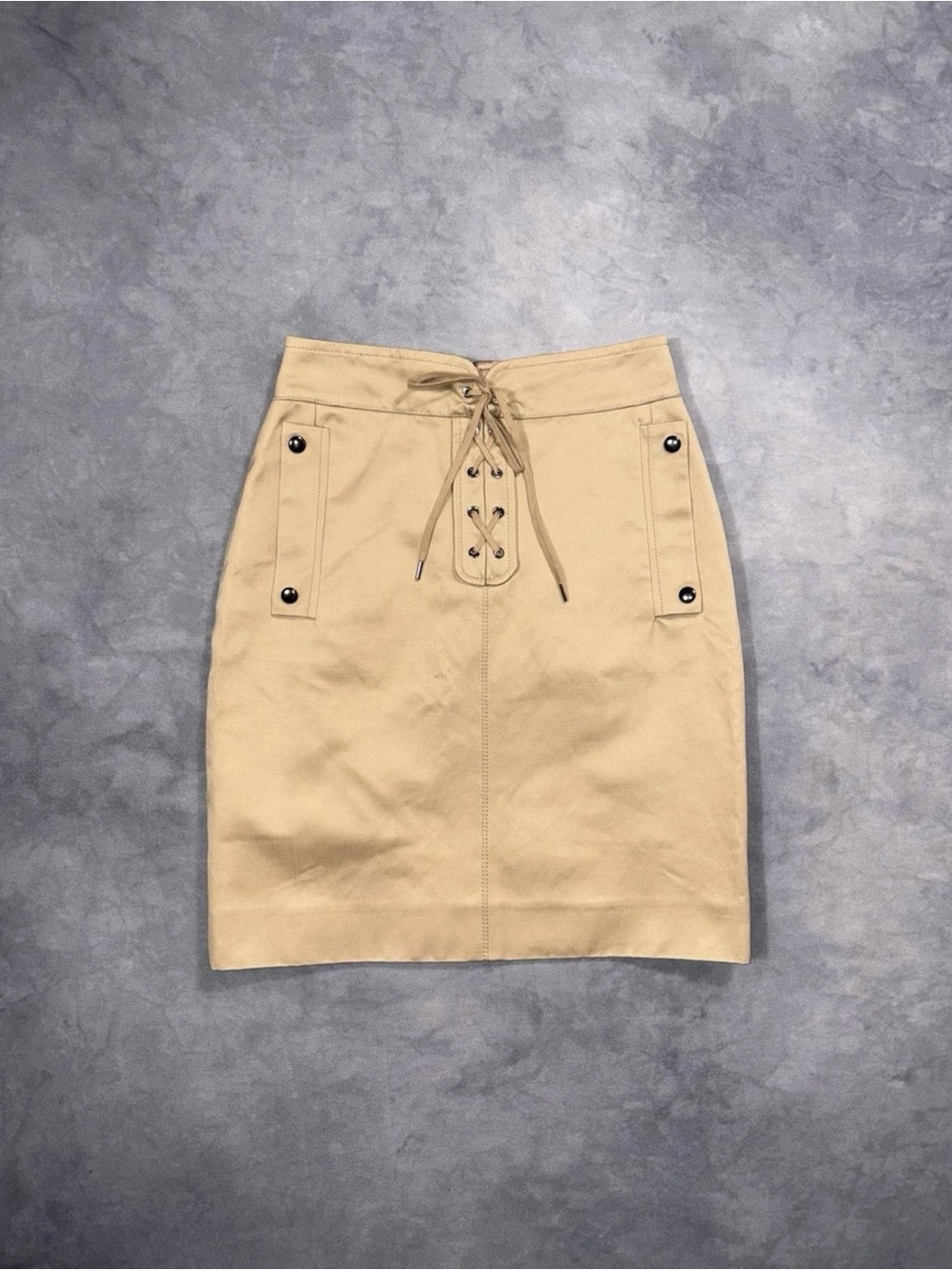 RARE CHLOE SS11 Vintage Y2K Silk Biker Moto Luxury Beige Grunge Skirt